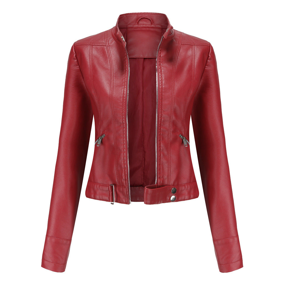 NOUVEAU RICHE Elegante Lederjacke für Damen aus hochwertigem Echtleder für stilvolle Freizeit- und Abendmode Rot
