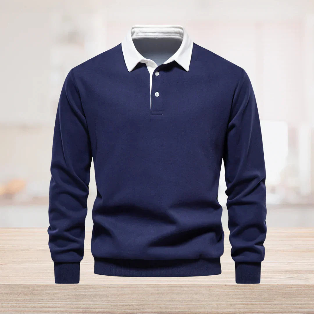 NOUVEAU RICHE Polohemd Herren Hochwertiges Material Bequemer Schnitt Blau