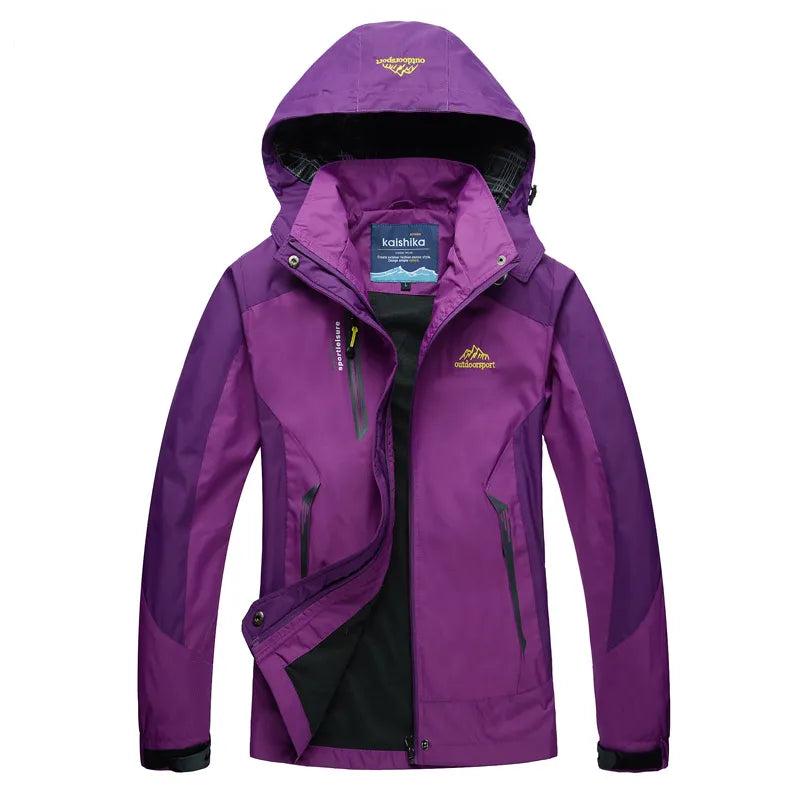 NOUVEAU RICHE Damen Wasserdichte Regenjacke Mit Kapuze Innenfutter Viola