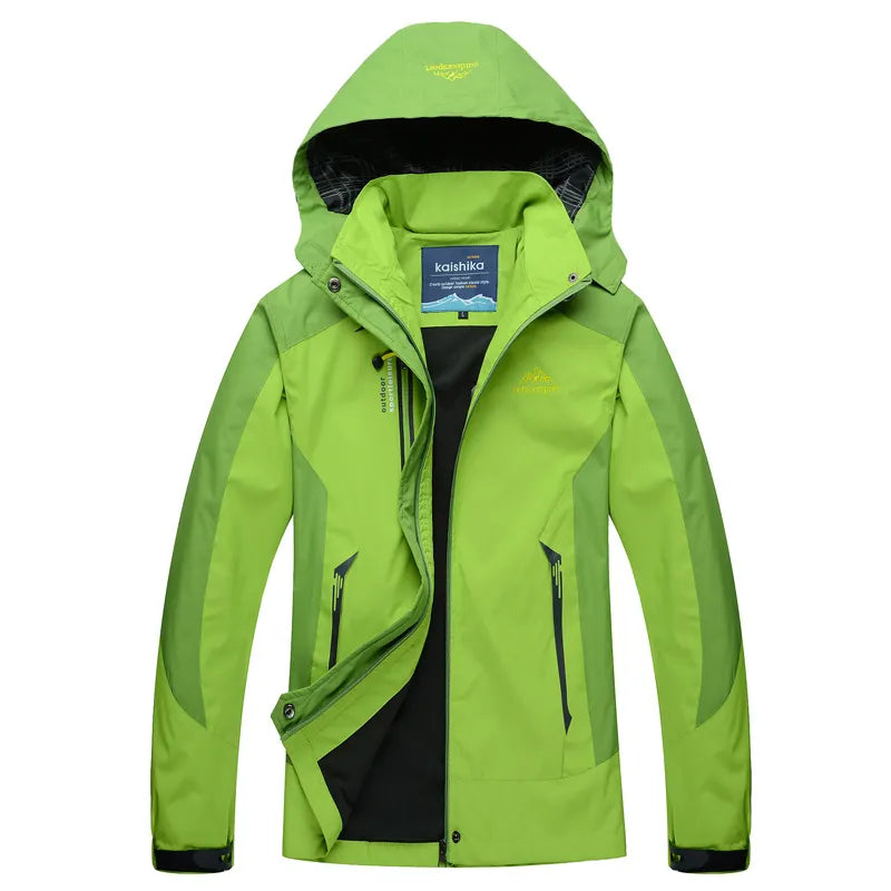 NOUVEAU RICHE Damen Wasserdichte Regenjacke Mit Kapuze Innenfutter Grün