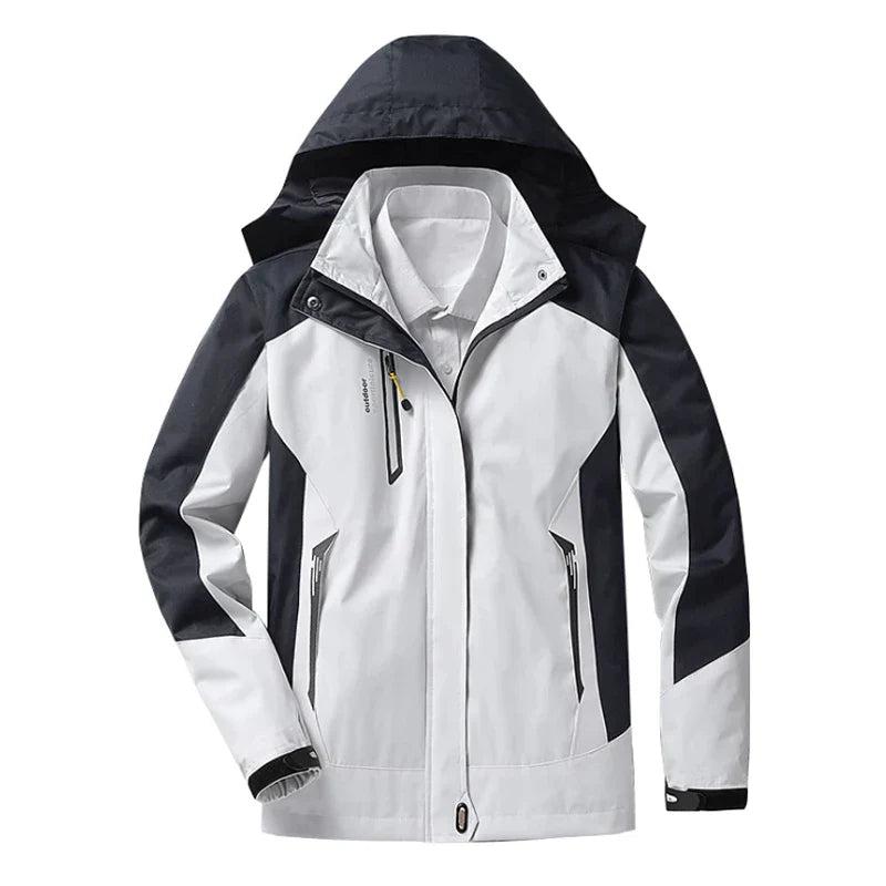 NOUVEAU RICHE Damen Wasserdichte Regenjacke Mit Kapuze Innenfutter Beige