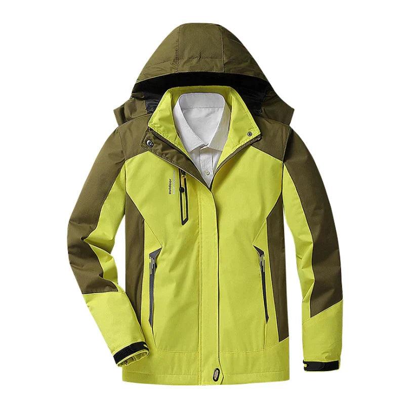 NOUVEAU RICHE Damen Wasserdichte Regenjacke Mit Kapuze Innenfutter Gelb