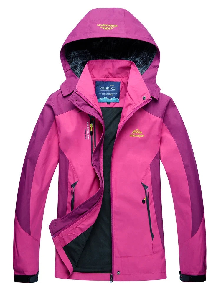 NOUVEAU RICHE Damen Wasserdichte Regenjacke Mit Kapuze Innenfutter Rosa