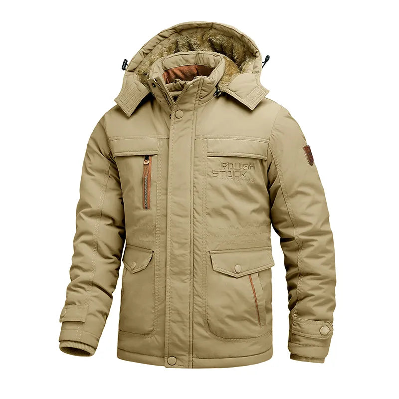 NOUVEAU RICHE Taktische Winterjacke Für Herren Wasserdichter Isolierter Mantel Mit Abnehmbarer Kapuze Für Extreme Wetterbedingungen Und Outdoor Abenteuer Khaki