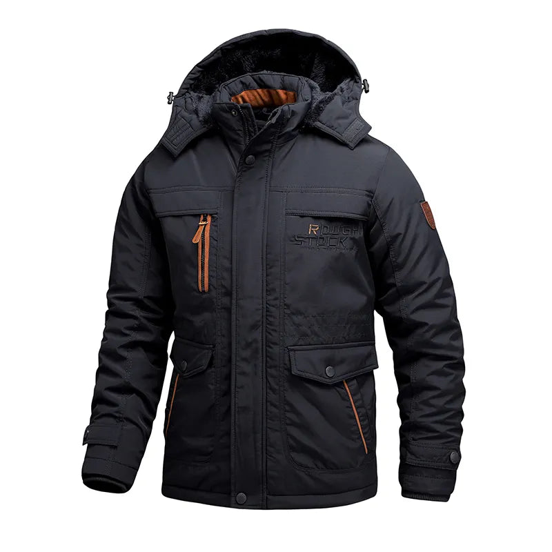 NOUVEAU RICHE Taktische Winterjacke Für Herren Wasserdichter Isolierter Mantel Mit Abnehmbarer Kapuze Für Extreme Wetterbedingungen Und Outdoor Abenteuer Marineblau