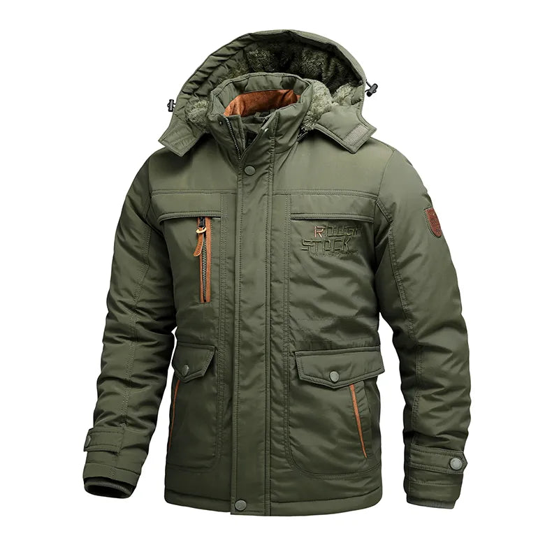 NOUVEAU RICHE Taktische Winterjacke Für Herren Wasserdichter Isolierter Mantel Mit Abnehmbarer Kapuze Für Extreme Wetterbedingungen Und Outdoor Abenteuer Grün
