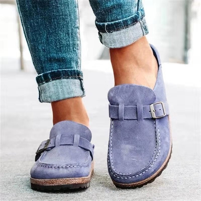 NOUVEAU RICHE Flōre | Damen Slipper Mit Schnallenriemen Und Profilierter Sohle Lila