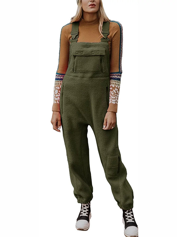 NOUVEAU RICHE Thermo Overall Aus Fleece Für Damen Mit Reißverschlusstaschen Und Verstellbarem Elastischem Bund Für Kaltes Wetter