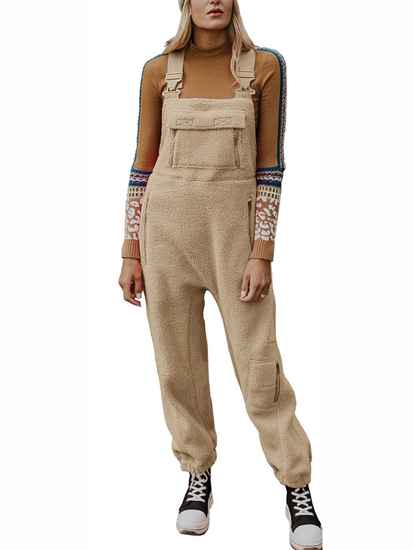 NOUVEAU RICHE Thermo Overall Aus Fleece Für Damen Mit Reißverschlusstaschen Und Verstellbarem Elastischem Bund Für Kaltes Wetter