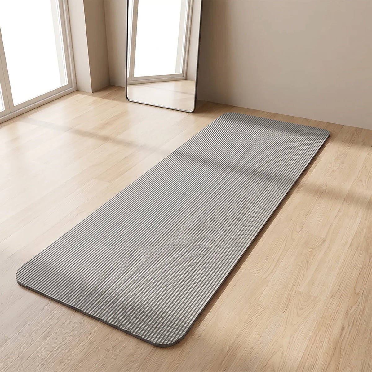 NOUVEAU RICHE Dicke Fitnessmatte 8 mm – NBR Sportmatte 183 x 61 cm, gerippte rutschfeste Oberfläche, schalldämpfend, für zu Hause, 5 Farben