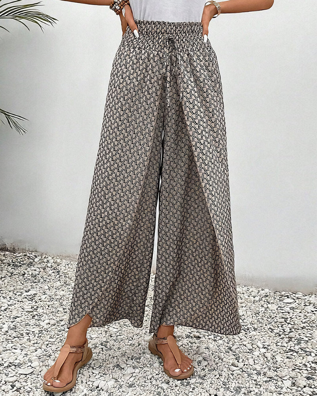 NOUVEAU RICHE Damen Hose Weit Geschnitten Bequeme Weites Bein Alltagslook