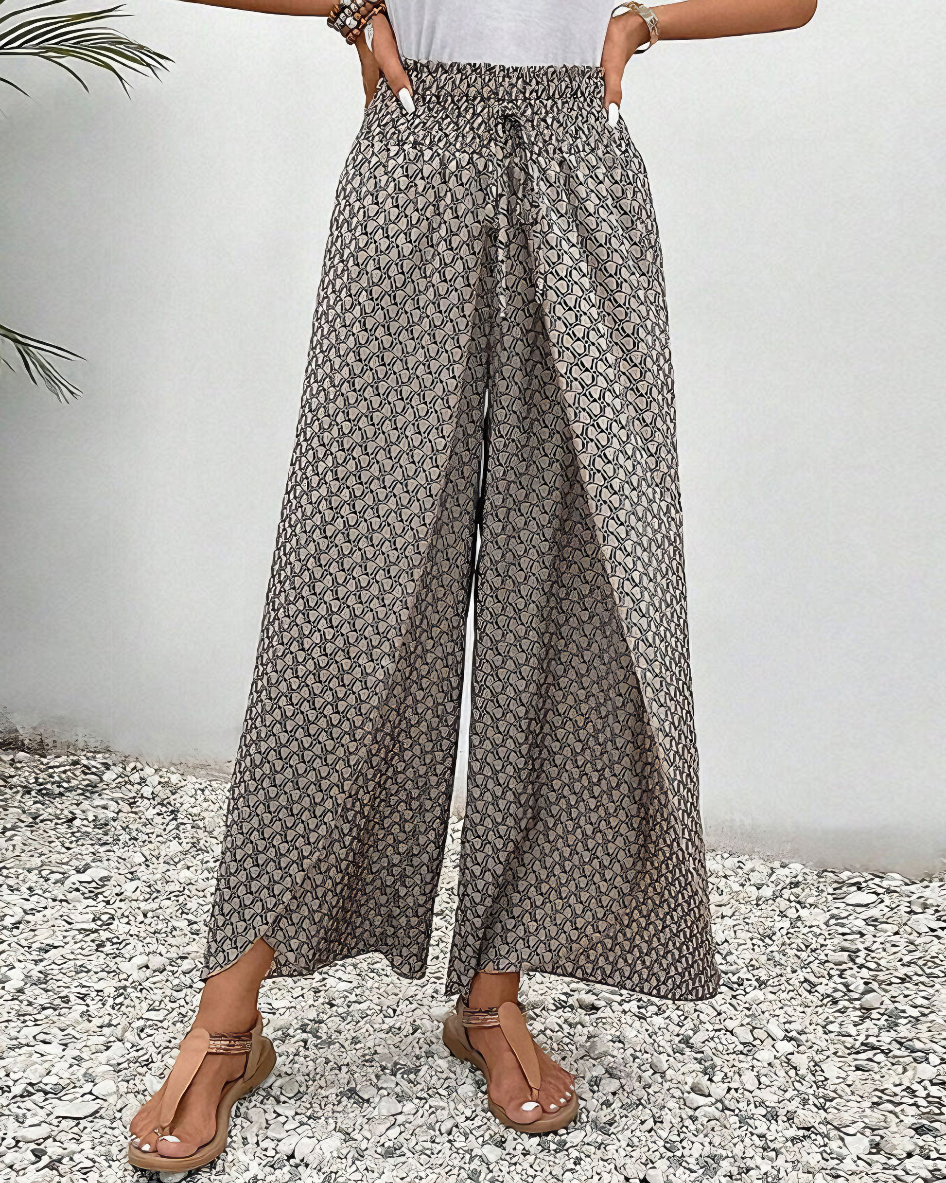 NOUVEAU RICHE Damen Hose Weit Geschnitten Bequeme Weites Bein Alltagslook