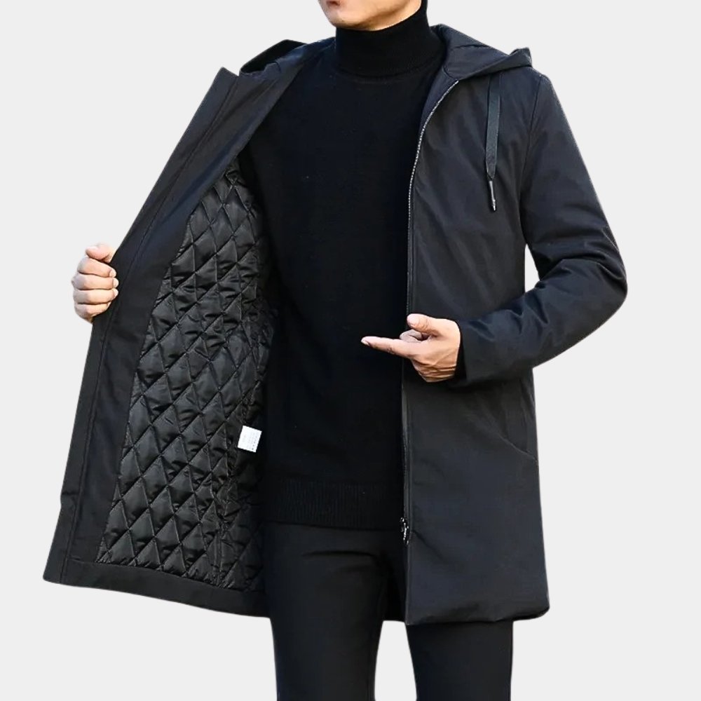 NOUVEAU RICHE Herren Regenjacke – Elegante Wasserdichte Winterjacke, Warm und Trocken Schwarz