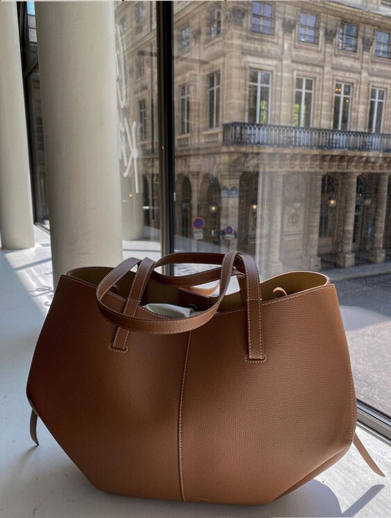 NOUVEAU RICHE Tote Bag Damen Geräumige Umhängetasche Braun Lederlook
