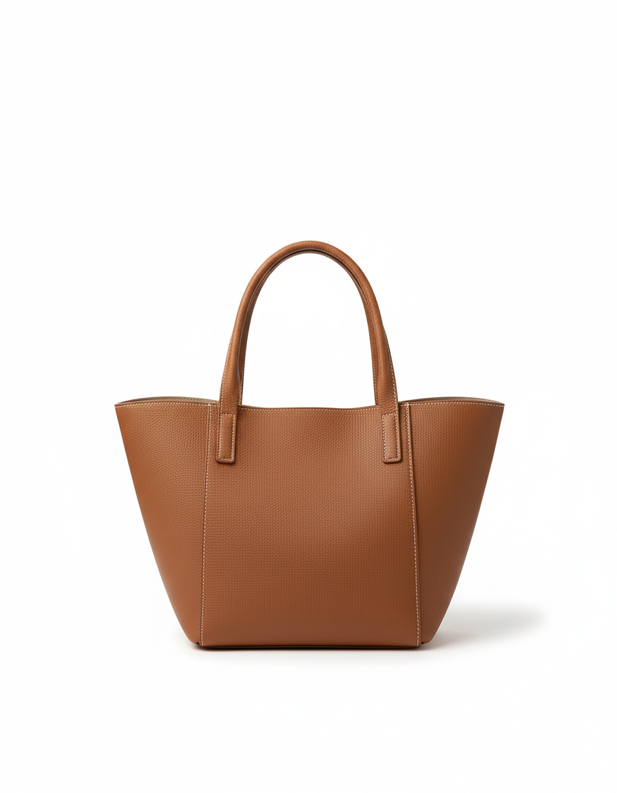 Tote Bag Damen Geräumige Umhängetasche Braun Lederlook