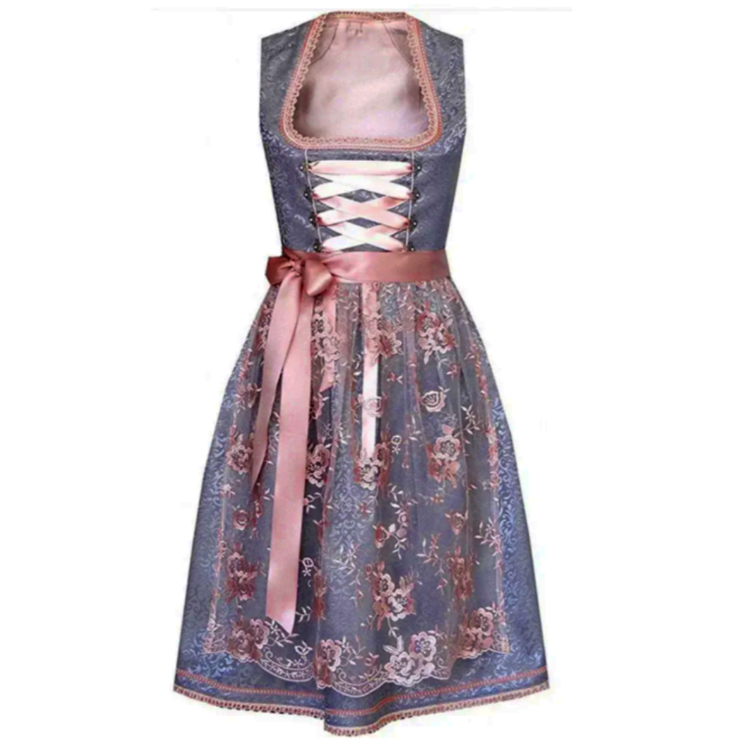 NOUVEAU RICHE Dirndlkleid Oktoberfest Festlook Mit Schlitz Größe M Silber