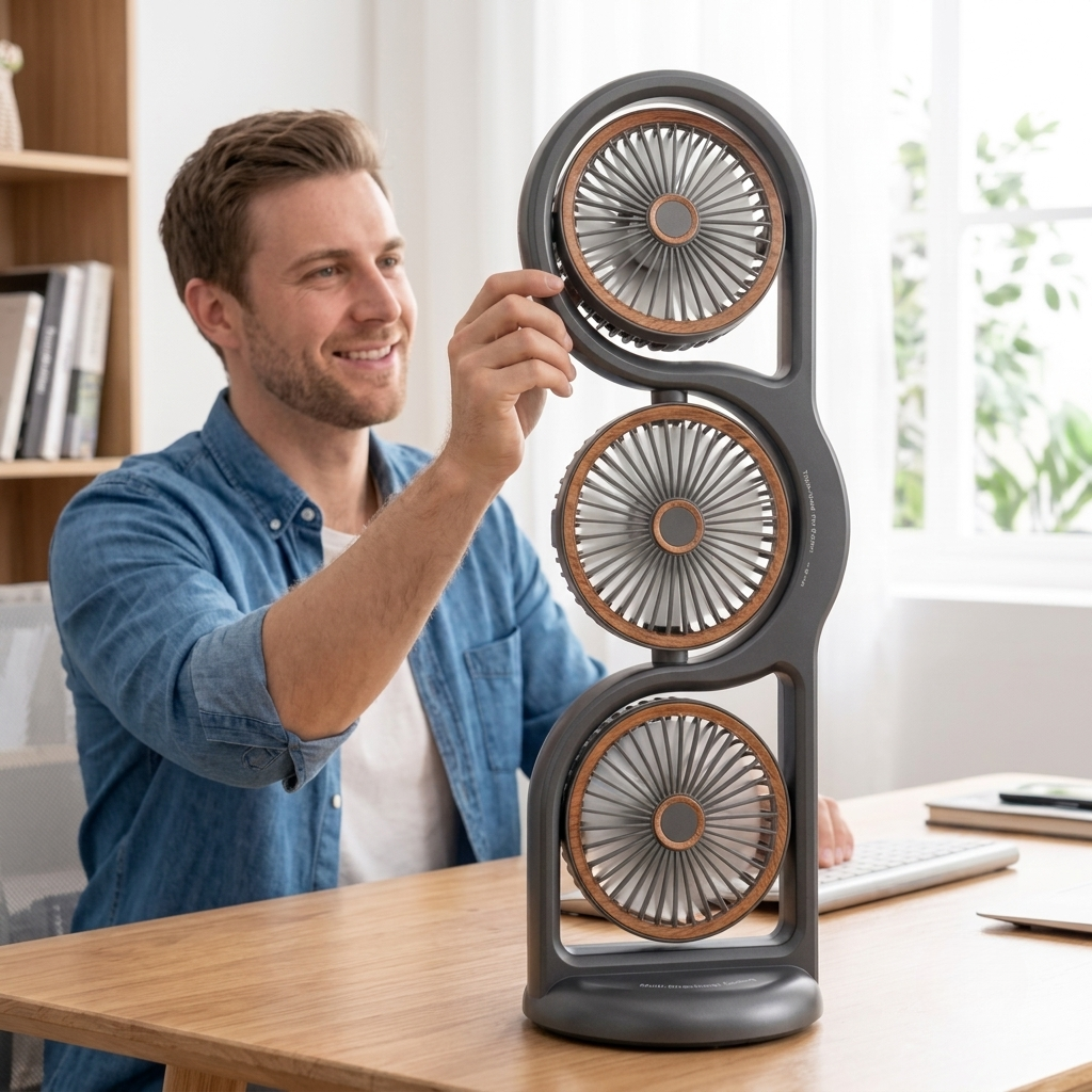 Tragbarer Ventilator mit drei Gebläsen 0