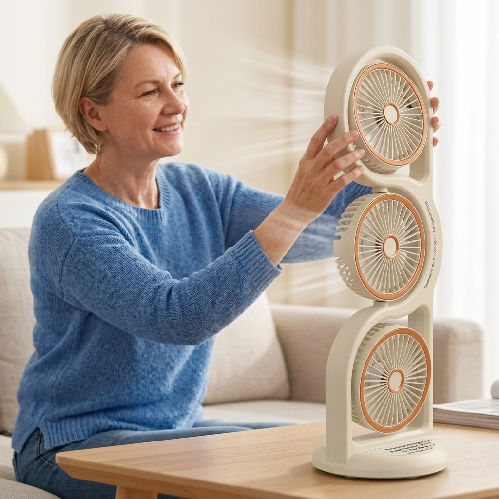 Tragbarer Ventilator mit drei Gebläsen 3