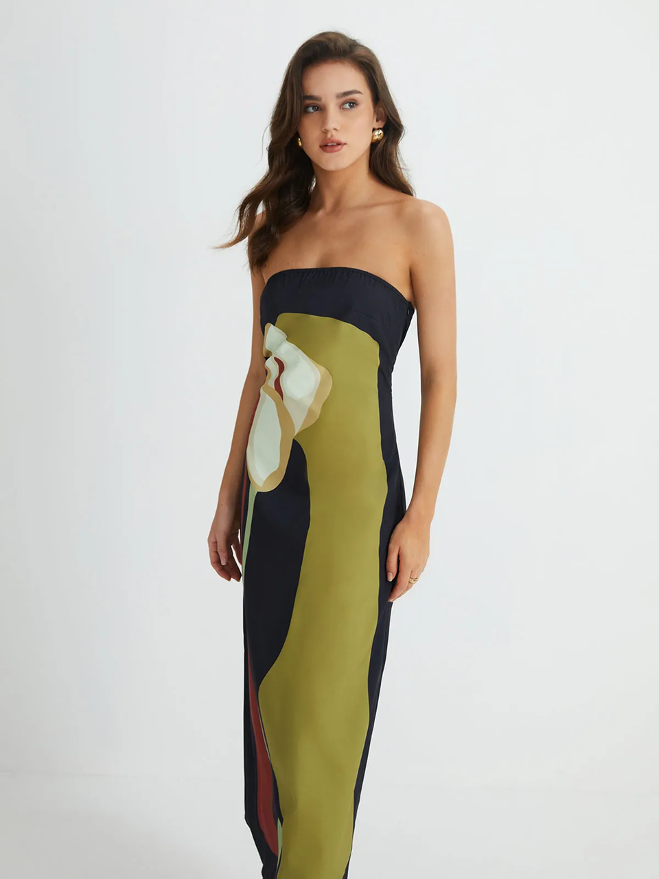 NOUVEAU RICHE Trägerloses Maxikleid Elegantes Sommerkleid Atmungsaktiver