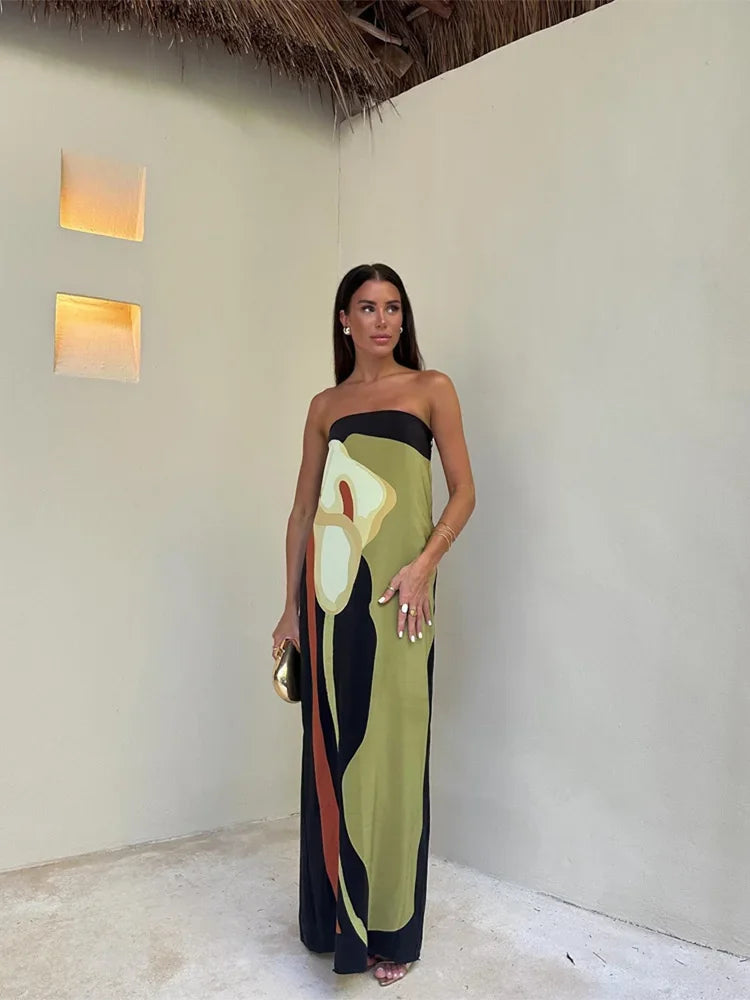 NOUVEAU RICHE Trägerloses Maxikleid Elegantes Sommerkleid Atmungsaktiver