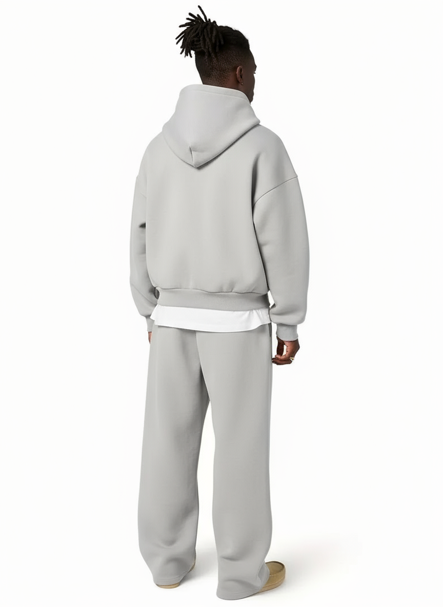 NOUVEAU RICHE Trainingsanzug Herren mit Kapuze – Jogginganzug mit Hoodie & Jogginghose, gerade Passform, Schwarz oder Hellgrau, S-3XL – Hermosa