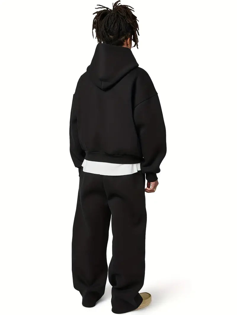 NOUVEAU RICHE Trainingsanzug Herren mit Kapuze – Jogginganzug mit Hoodie & Jogginghose, gerade Passform, Schwarz oder Hellgrau, S-3XL – Hermosa