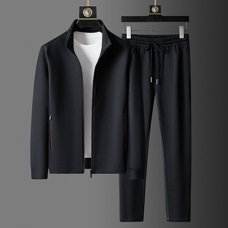 NOUVEAU RICHE Trainingsanzug Set Kordelzug Reißverschluss Jacke Hose Schwarz