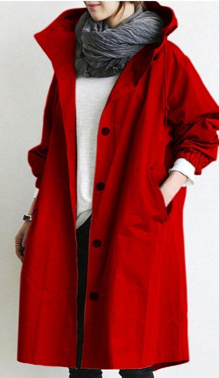 NOUVEAU RICHE Trenchcoat Damen Baumwolle Schwarz Wasserabweisend Größe M Rot