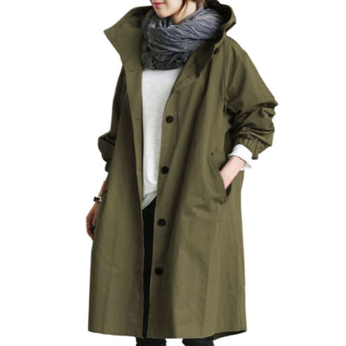 NOUVEAU RICHE Trenchcoat Damen Baumwolle Schwarz Wasserabweisend Größe M Armeegrün