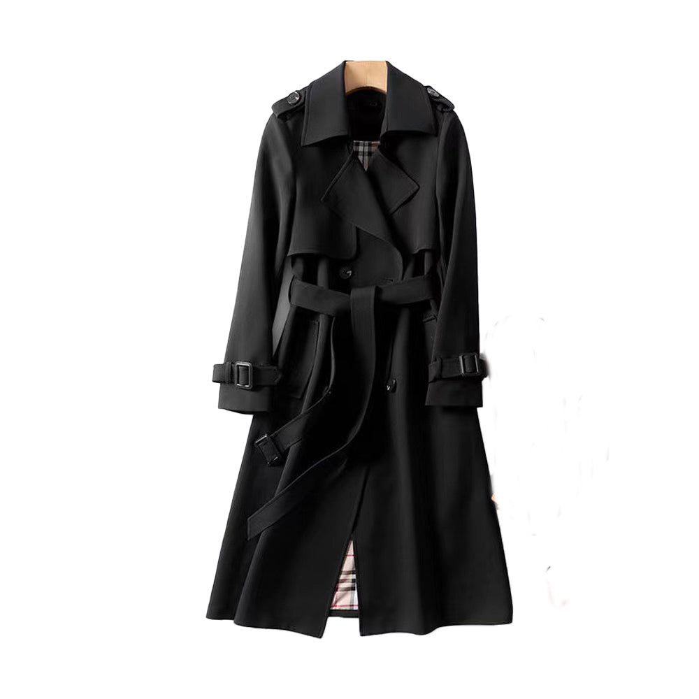 NOUVEAU RICHE Trenchcoat mit zwei Knöpfen für Damen – klassische Oberbekleidung Schwarz
