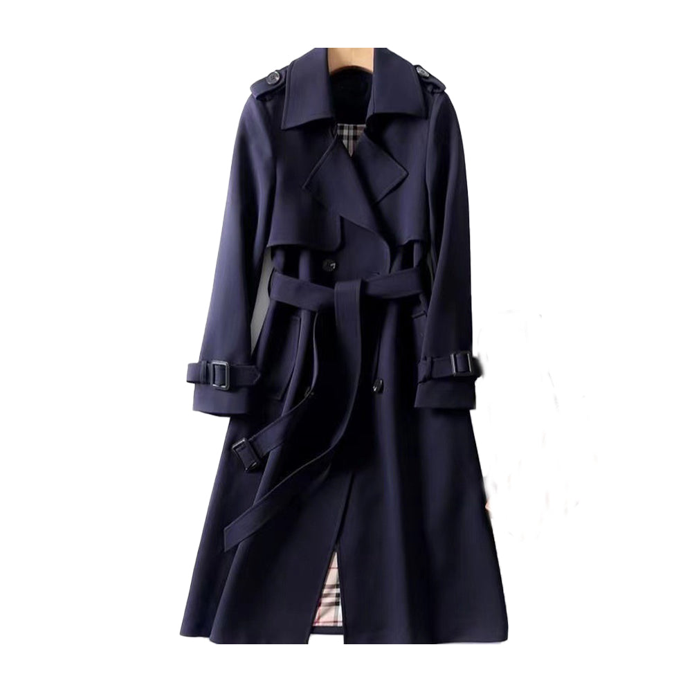 NOUVEAU RICHE Trenchcoat mit zwei Knöpfen für Damen – klassische Oberbekleidung Marineblau