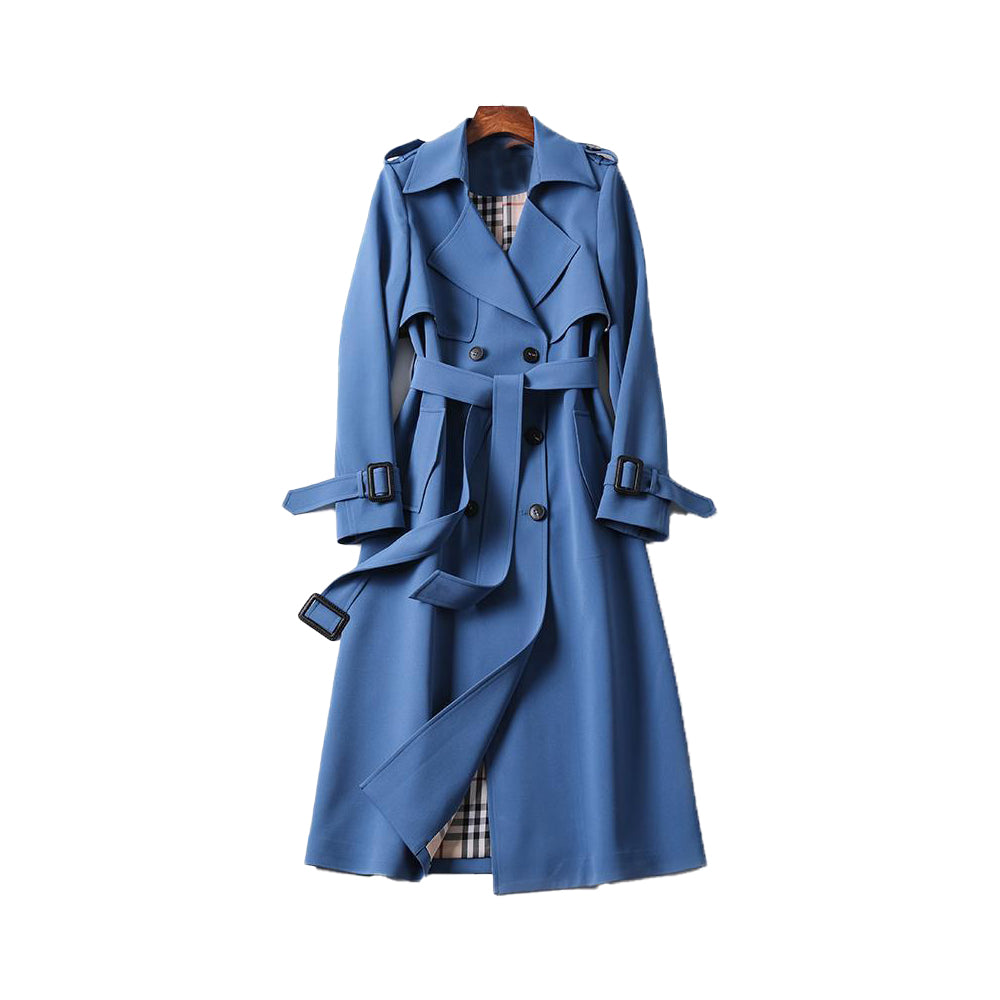 NOUVEAU RICHE Trenchcoat mit zwei Knöpfen für Damen – klassische Oberbekleidung Blau