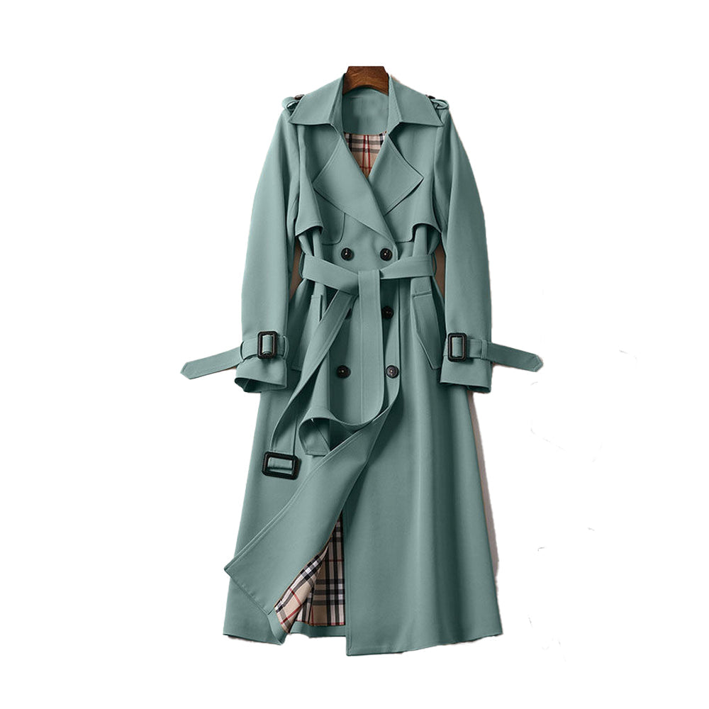 NOUVEAU RICHE Trenchcoat mit zwei Knöpfen für Damen – klassische Oberbekleidung Grün