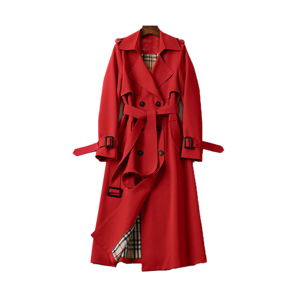 NOUVEAU RICHE Trenchcoat mit zwei Knöpfen für Damen – klassische Oberbekleidung Rot