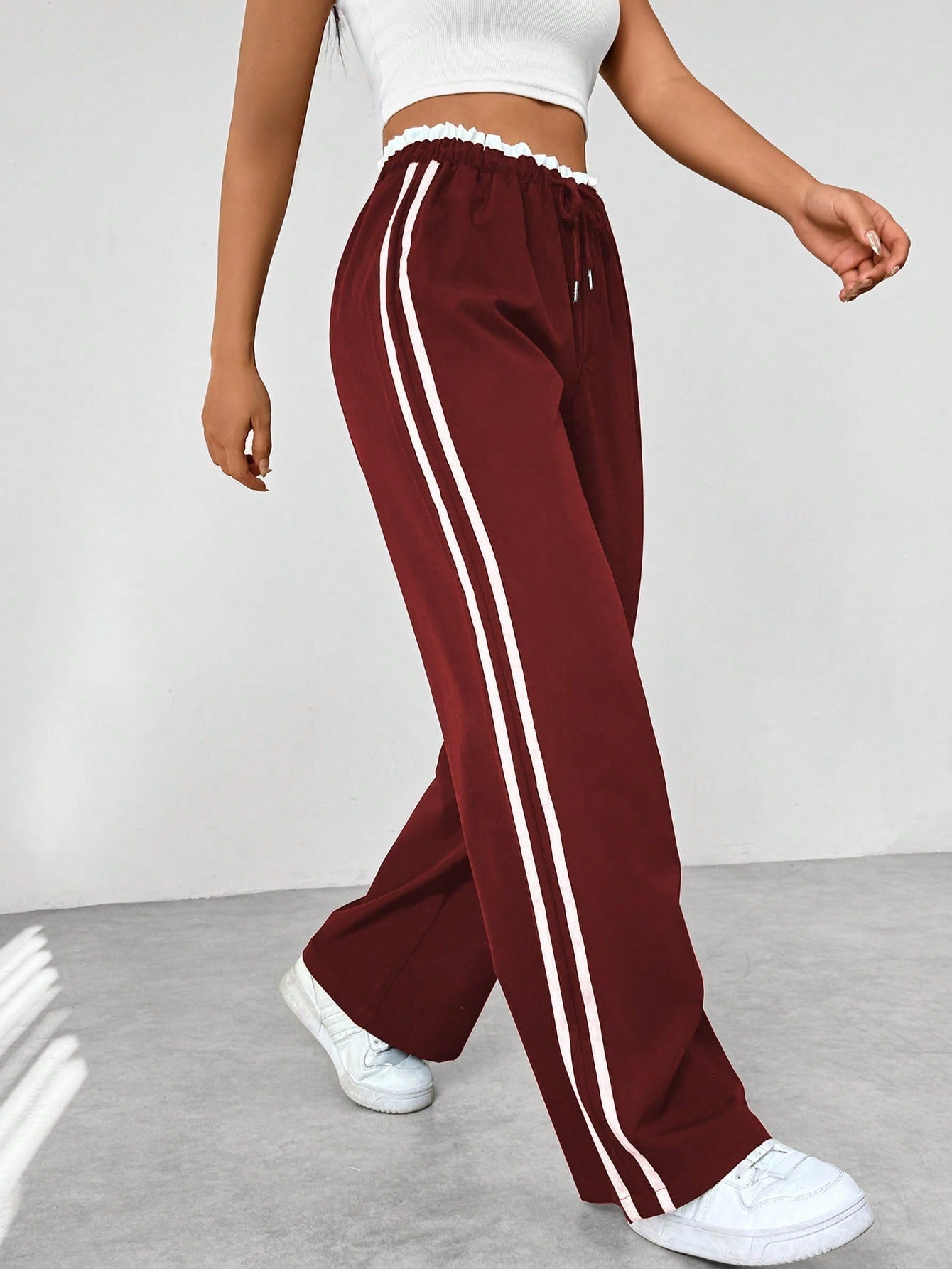 NOUVEAU RICHE Sportliche Hose Weites Bein Elastischer Bund Kordelzug