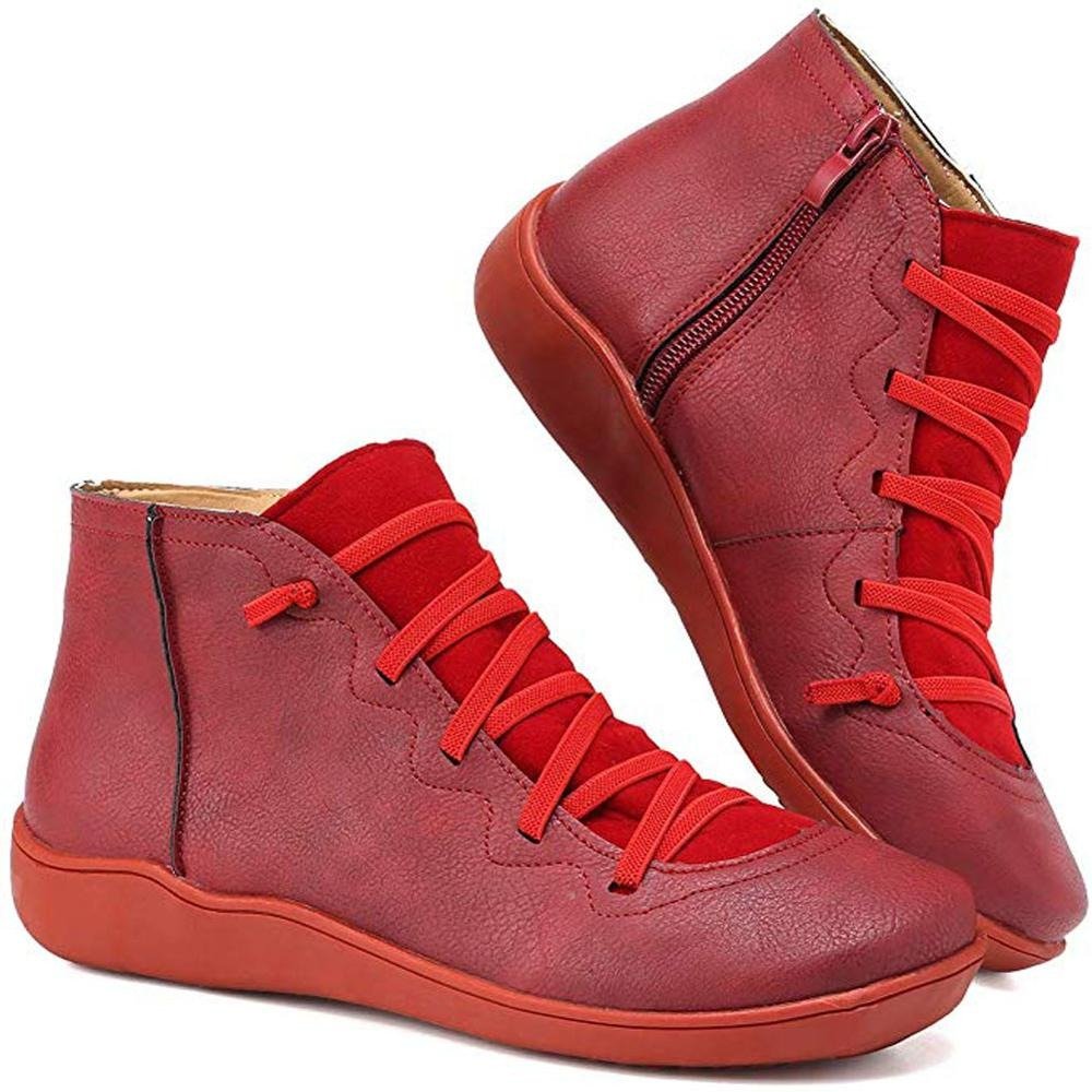 NOUVEAU RICHE Trendige Orthopädische Stiefeletten Für Damen Komfort Rot
