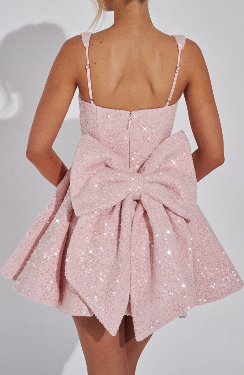 NOUVEAU RICHE Minikleid Pailletten Tweed Tellerrock Quadratisch Ausschnitt