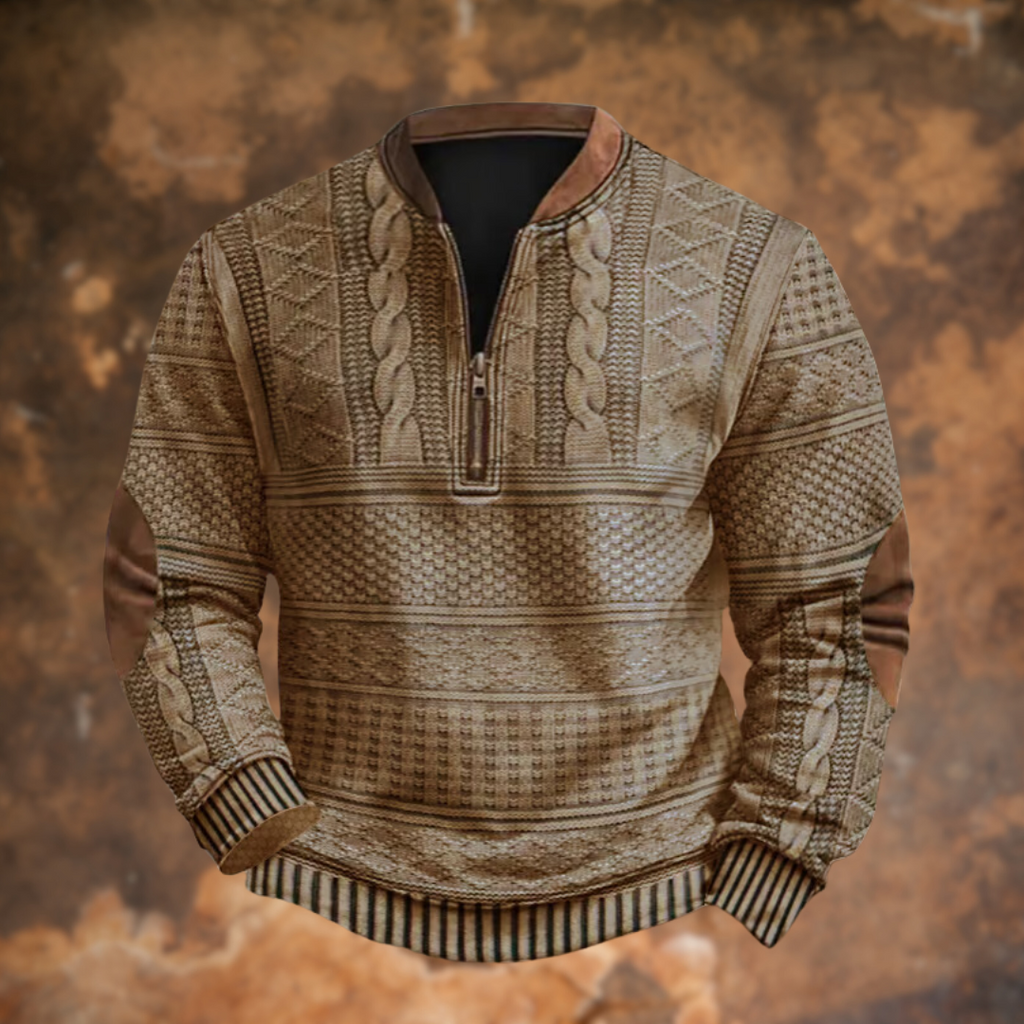 NOUVEAU RICHE Mane | Pullover Herren | Praktischer Kurzer Reißverschluss & Warme Passform Khaki