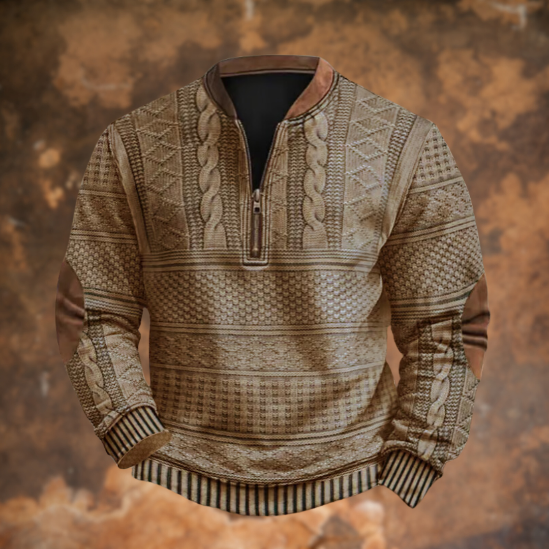 NOUVEAU RICHE Mane | Pullover Herren | Praktischer Kurzer Reißverschluss & Warme Passform Khaki
