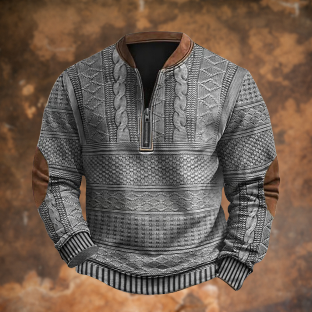 NOUVEAU RICHE Mane | Pullover Herren | Praktischer Kurzer Reißverschluss & Warme Passform Grau