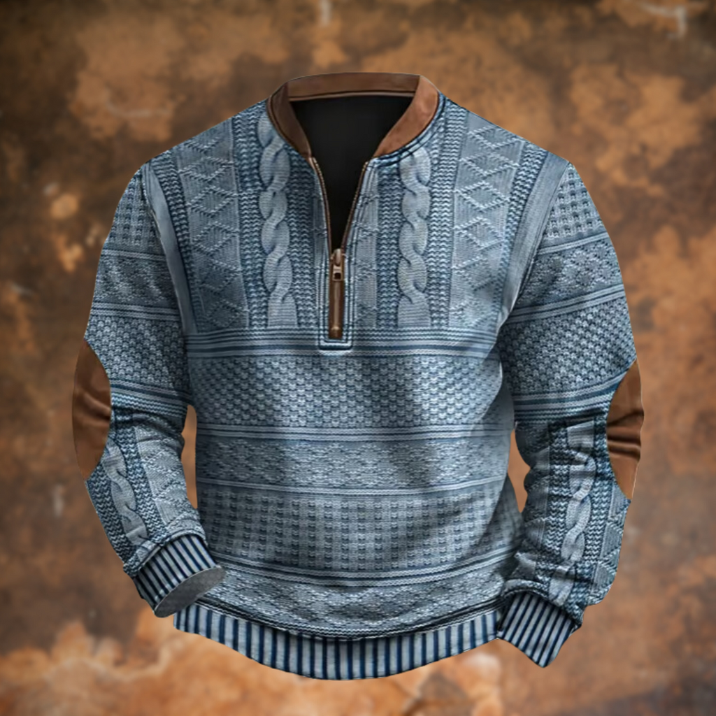 NOUVEAU RICHE Mane | Pullover Herren | Praktischer Kurzer Reißverschluss & Warme Passform Blau