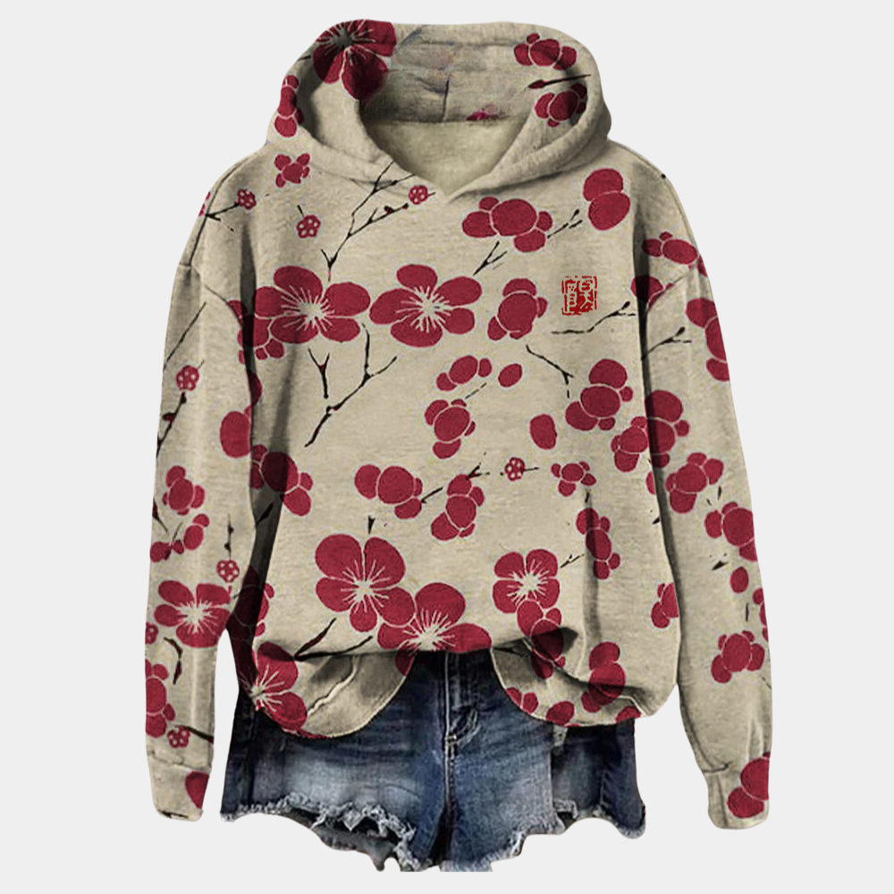 NOUVEAU RICHE Damaris | Dame Stylischer Kapuzenpullover - Kuscheliger Oversized Hoodie & Sweatshirt Rot