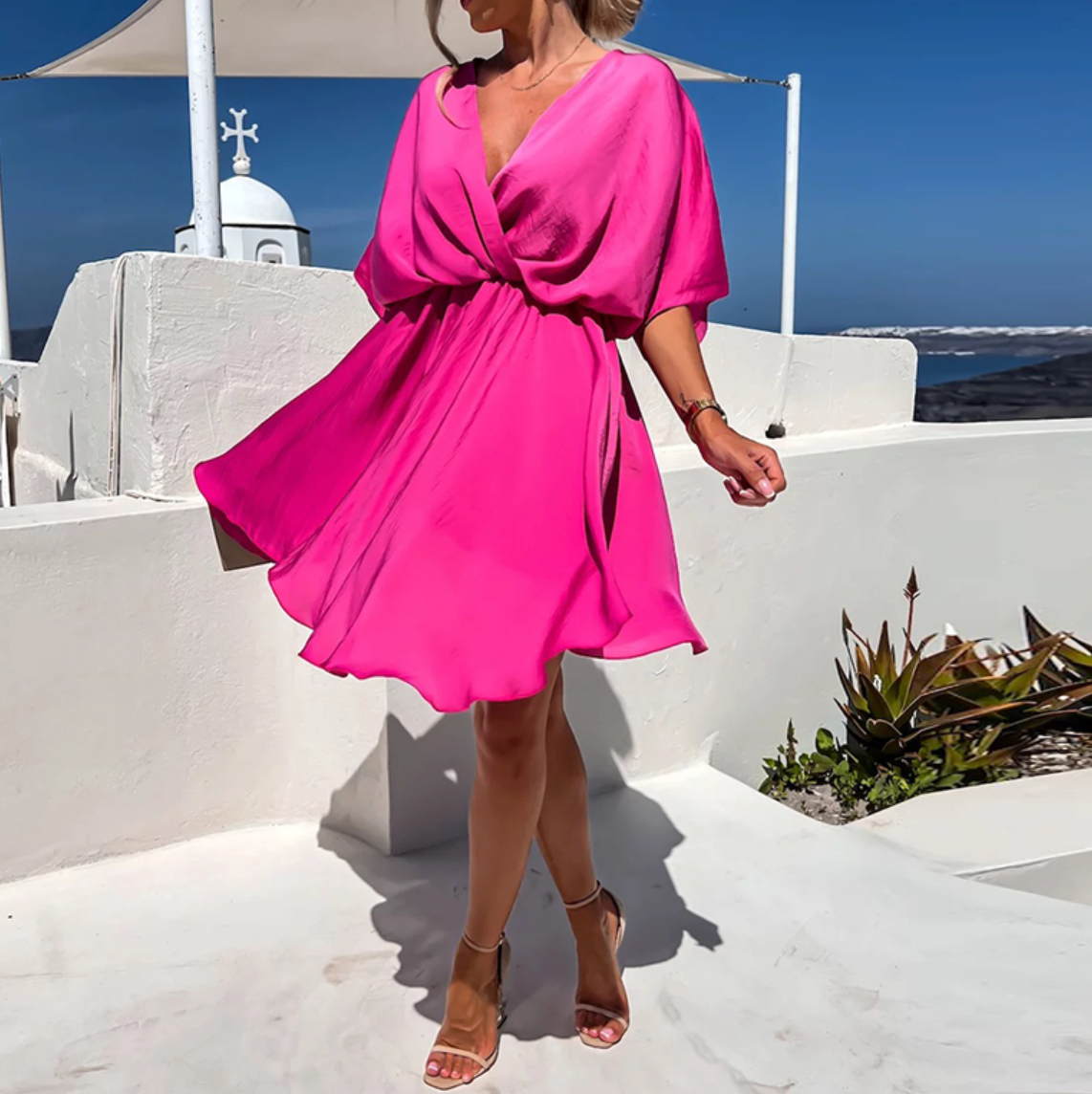 NOUVEAU RICHE Twist Mini Kleid Mit Skulpturalem Detail Und Luftigem Fall Rosa