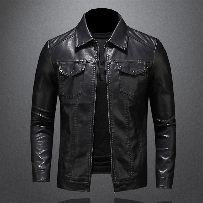 NOUVEAU RICHE Lederjacke Herren Vintage Stil Braun Freizeit Outdoor Schwarz