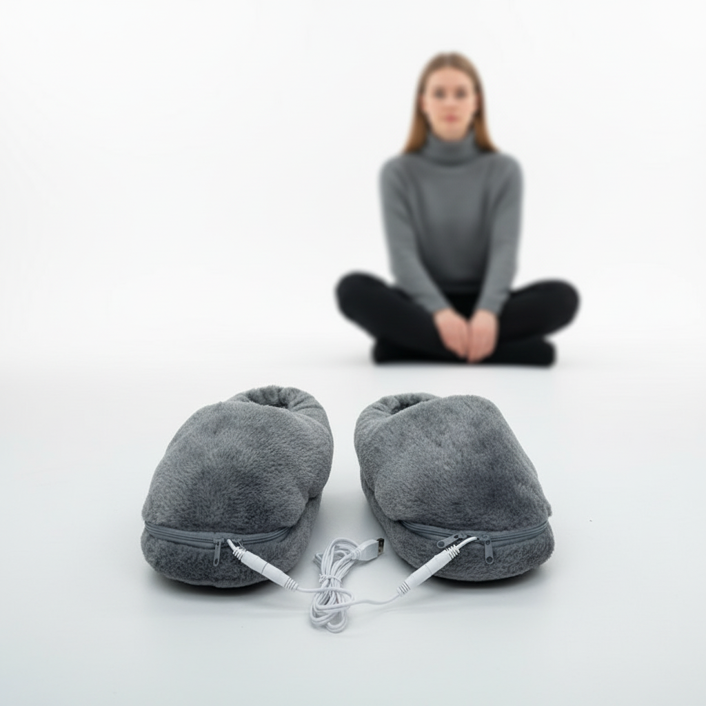 NOUVEAU RICHE USB beheizte Hausschuhe – Elektrische Wärmepantoffeln mit weichem Plüschfutter, Unisex, 3 Farben, Gr. 35–46