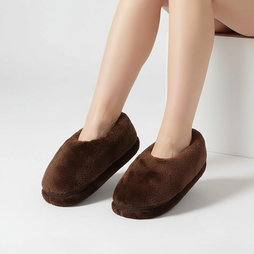 NOUVEAU RICHE USB beheizte Hausschuhe – Elektrische Wärmepantoffeln mit weichem Plüschfutter, Unisex, 3 Farben, Gr. 35–46