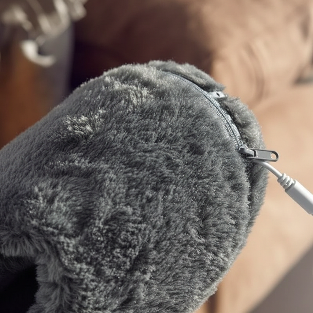 NOUVEAU RICHE USB beheizte Hausschuhe – Elektrische Wärmepantoffeln mit weichem Plüschfutter, Unisex, 3 Farben, Gr. 35–46