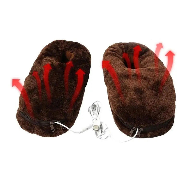 NOUVEAU RICHE USB beheizte Hausschuhe – Elektrische Wärmepantoffeln mit weichem Plüschfutter, Unisex, 3 Farben, Gr. 35–46