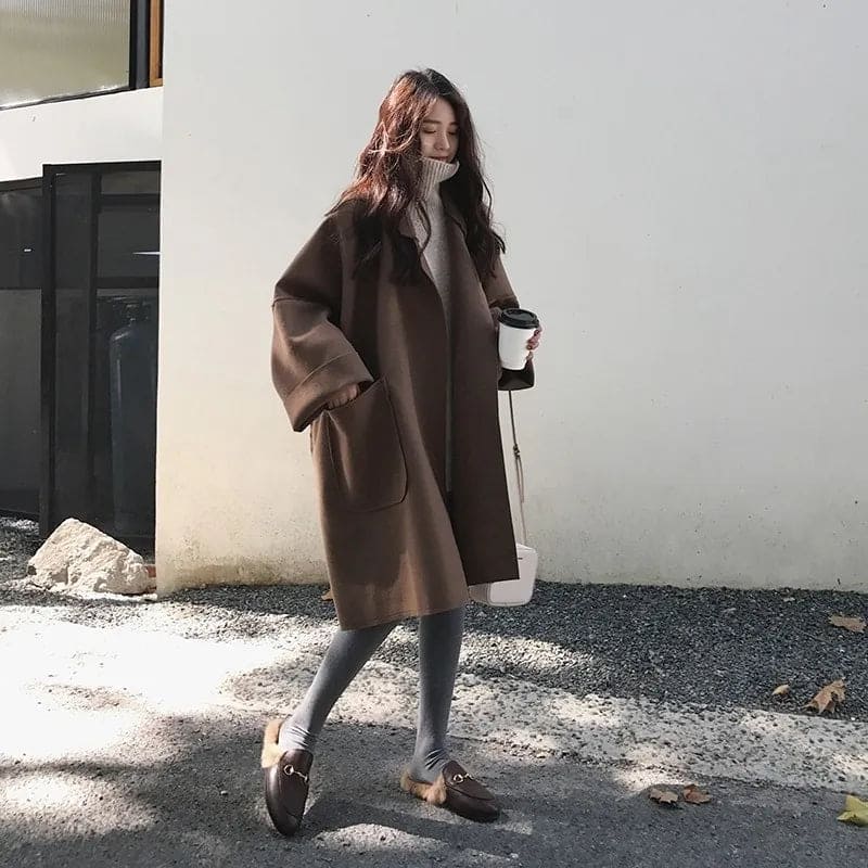 NOUVEAU RICHE Übergroßer Trenchcoat Wollmischung Eleganter Look Für Damen