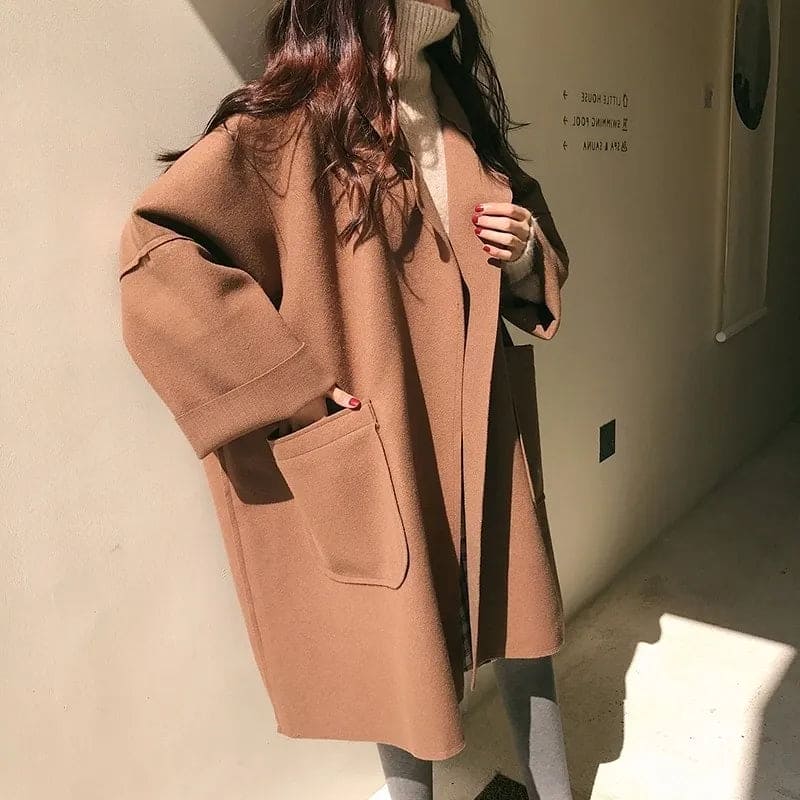 NOUVEAU RICHE Übergroßer Trenchcoat Wollmischung Eleganter Look Für Damen